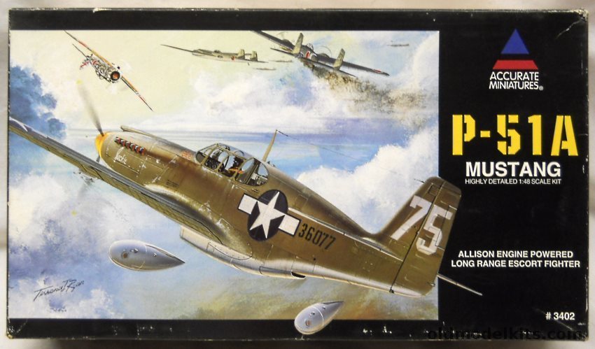 Accurate Miniatures 1/48 North American P-51A Mustang - Allison Powered, 3402 plastic model kit